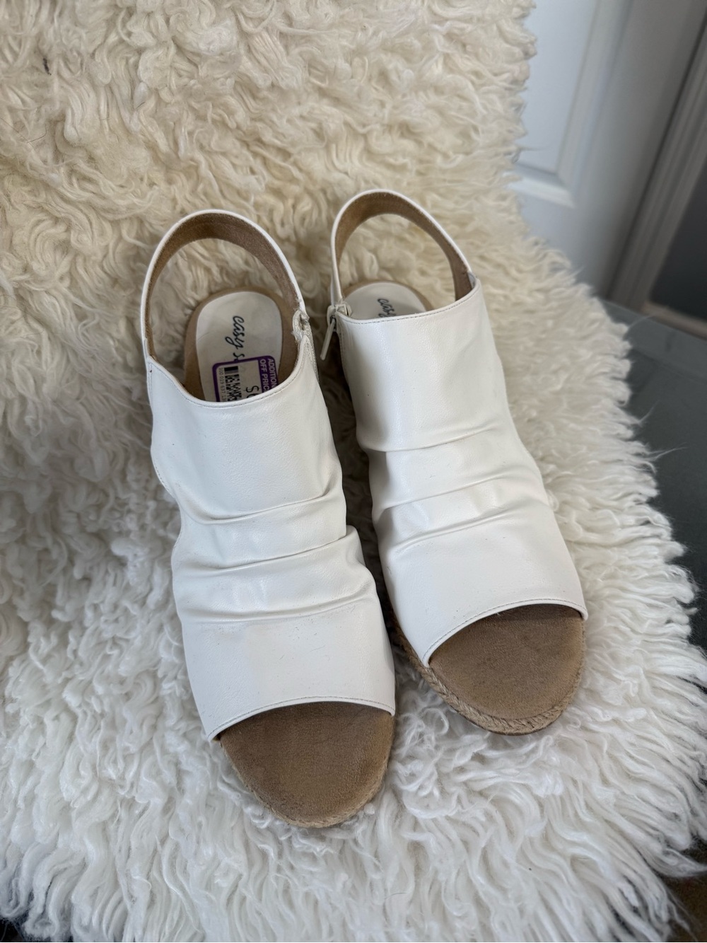 Easy Street White Peep Toe Slingback Mules